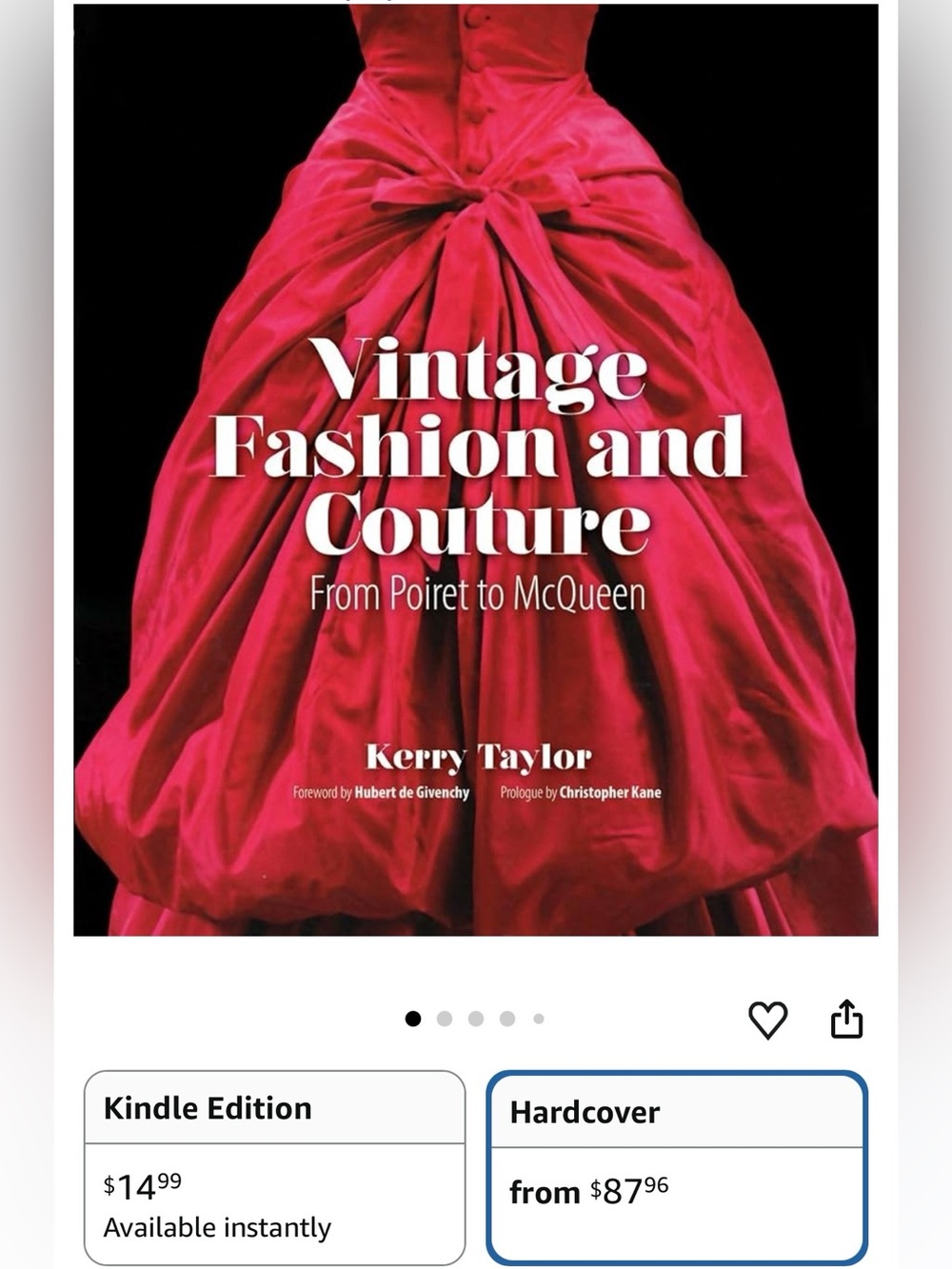 Vintage Fashion and Couture Book Kerry Taylor Hardcover Book Poiret to McQueen